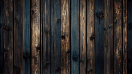 Naklejka premium Close-Up of Dark Wooden Planks with Natural Light Highlights - Textured Surface for Photography, Material Studies, and Lighting Techniques