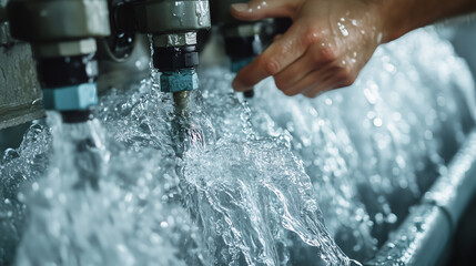 Fototapeta premium Mastering the flow: plumber at work