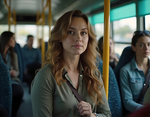 A woman in the bus