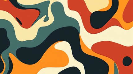 Abstract colorful background with wavy shapes in a retro style.
