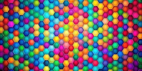 Colorful abstract hexagon mosaic wallpaper in a render