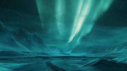 Aurora Borealis Over a Snowy Landscape