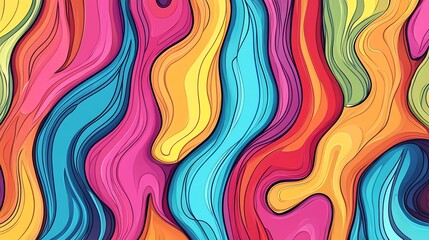 Abstract colorful wavy lines pattern.