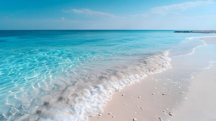 Fototapeta premium Tranquil Beach with Crystal Clear Water and Soft Sand