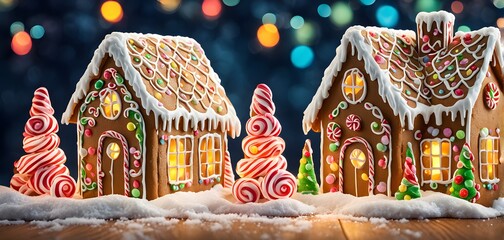 Naklejka premium abstract wallpaper illustration of of gingerbread house decorations