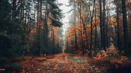 Obraz premium Path Through Autumn Forest