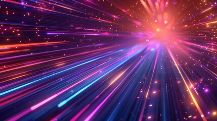 Naklejka premium Abstract Neon Light Streaks in a Starry Sky