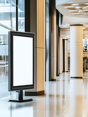 Blank Digital Signage in Modern Lobby