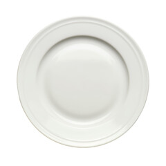 Empty white plate on isolated background for food presentation