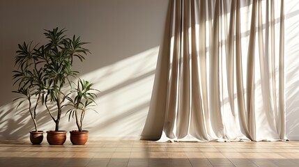 Room with white and brown curtains photo