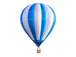Naklejka premium Blue and white striped hot air balloon isolated on black background