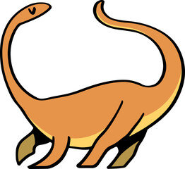 hand drawn cute cartoon dinosaur character running illustration.

