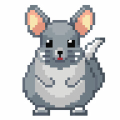 Obraz premium Cute Pixel Art Chinchilla A Charming Retro Rodent Illustration in Classic Pixel Style