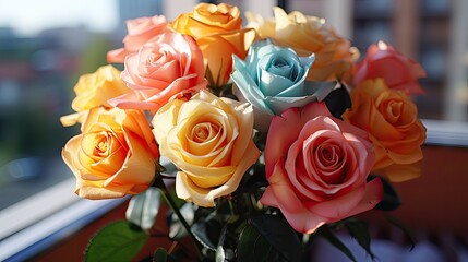 rose flower in vase of different designs photo