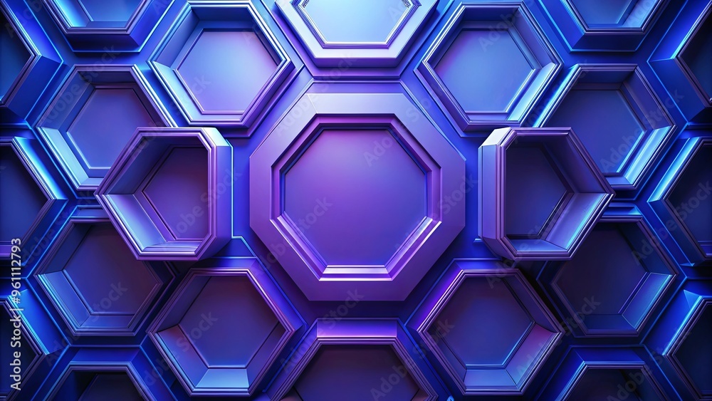 Wall mural vibrant indigo octagon shapes creating an immersive and captivating background