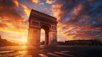 Arc de Triomphe at Sunset in Paris