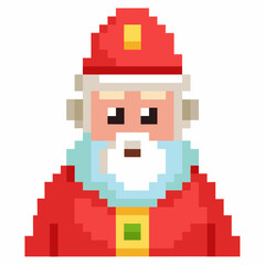 Obraz premium Pixel Art Santa Claus in Red Suit and Hat with White Beard