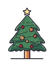 Christmas tree icon, line design, vector illustration isolated on white background 