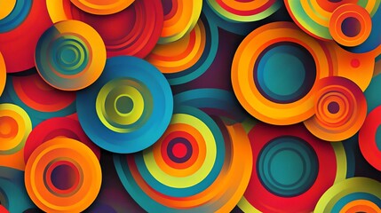 Fototapeta premium Colorful concentric circles in abstract pattern.