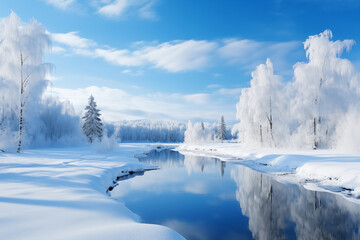 Beautiful snow winter landscape. Winter landscape. Beautiful wintry landscape