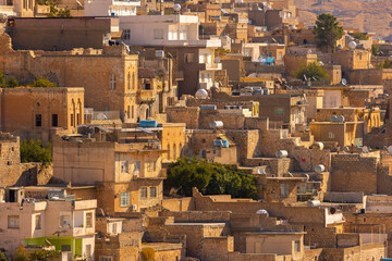 Ancient and stone houses of Old Mardin (Eski Mardin) with Mardin Castle, Located South Eastern of Turkey