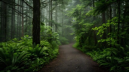 Fototapeta premium Foggy Forest Path