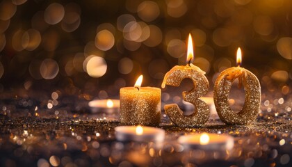 Golden Candlelight: 30 Years of Celebration Sparkles with Festive Joy - A Universal Holiday Banner