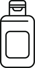Simple black and white line drawing of a bottle with a dispenser pump, suitable for containing cosmetic products