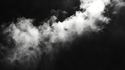 Obraz premium Abstract white cloud of smoke or dust isolated on a black background.