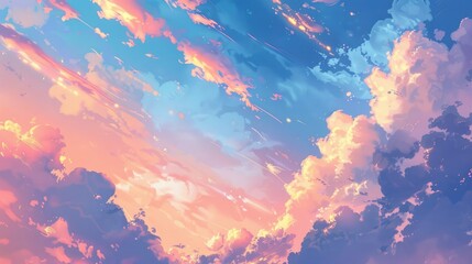 Pastel colored clouds against a sunset sky.