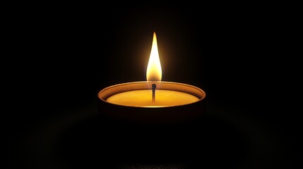 Fototapeta premium A single candle flame burns brightly against a black background.