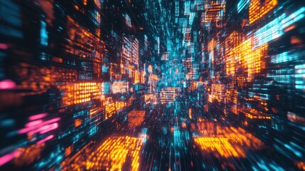 Fototapeta premium 3D rendering of abstract text featuring screen effects that depict technological malfunctions Striking display glitches with diverse types of visual disruption