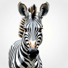 Zebra head geometric low poly on plain white background