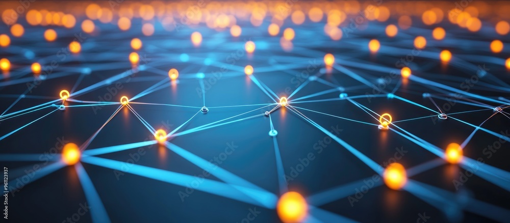 Aufkleber abstract geometric background illustrating global network connections with interlinked dots and line