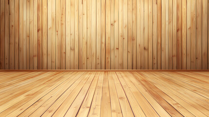 Naklejka premium Minimalist wooden floor and wall display