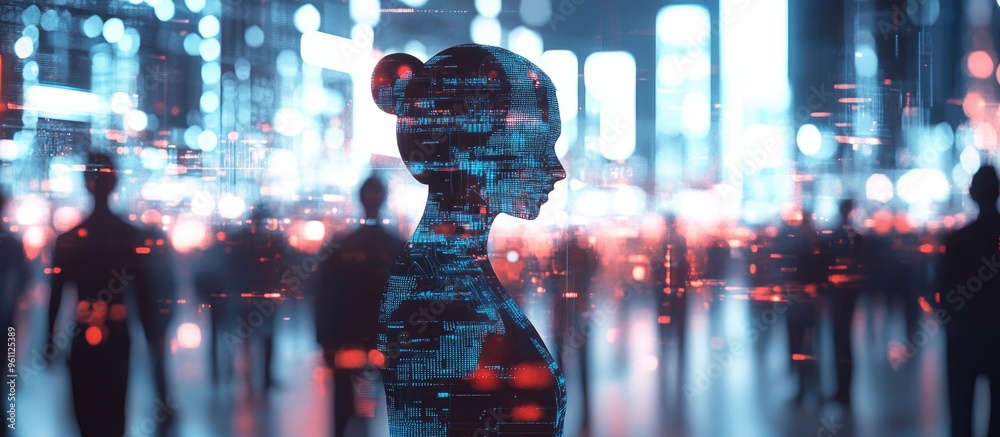Poster business professionals utilizing ai technology can issue commands to intelligent robots enabling the