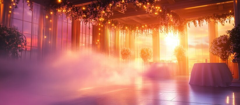 Low fog machine with dry ice effect for a wedding first dance at an indoor venue