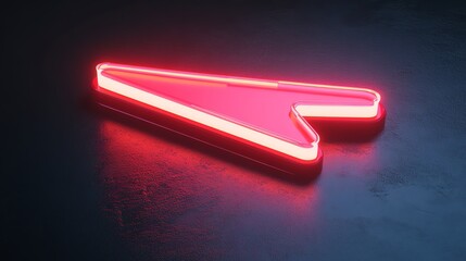 A glowing red neon arrow sign on a dark background.
