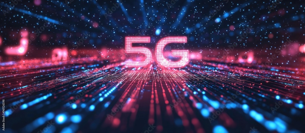 Poster 3d rendering of a fast and efficient 5g network connection