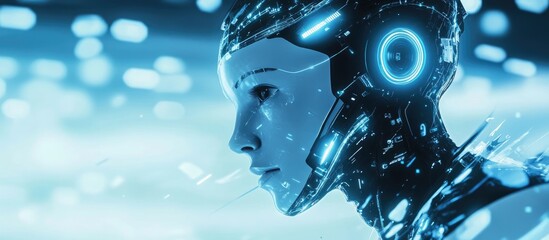 Futuristic humanoid robot showcasing robotic process automation and the concept of artificial intelligence