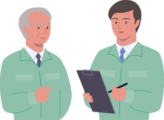 事業継承をする現経営者と後継者のベクターイラスト