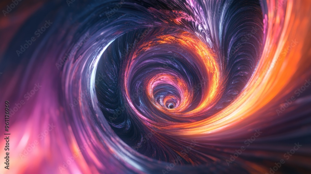 Poster vortex fractal composition representing themes of science technology and design in the spirals are f