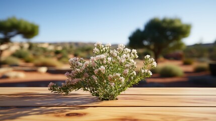 Wood white table top perspective in front