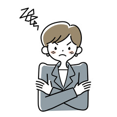 腹を立てる若い女性の上半身