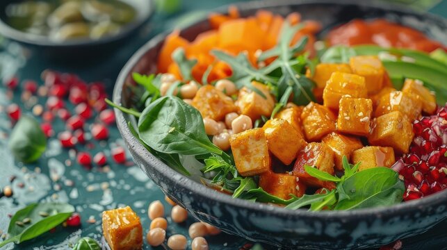 Realistic plantbased diet meal kit with preportioned ingredients highdefinition clarity