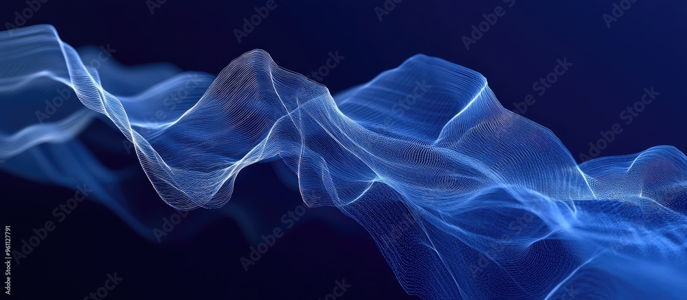 Poster abstract wave design on a low polygon triangular backdrop exploring themes of cyberspace big data me