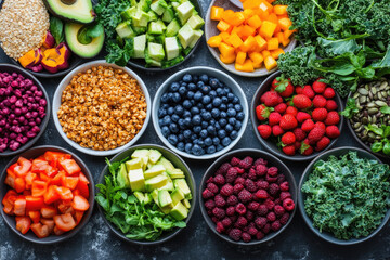The healthy food trend showcasing vibrant, nutritious ingredients in creative presentations.