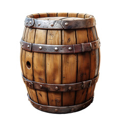 Obraz premium Wooden Barrel with Metal Bands and Rivets