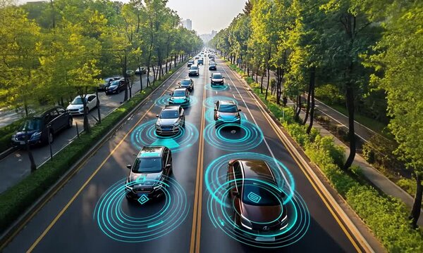 Autonomous Cars on a City Street