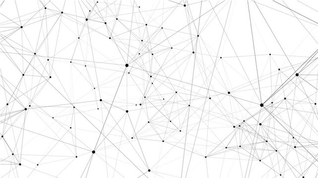 Black line animation on white background. Line technology data connection and business background